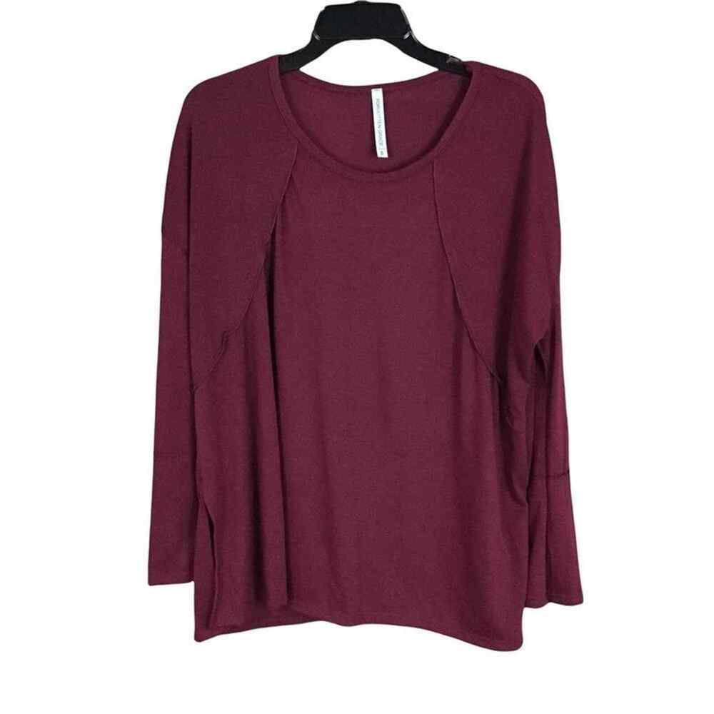Forgotten Grace Women’s Small Red Long Sleeve Top Exposed Seam Relaxed Fit NWOT